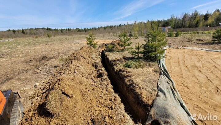 Миниэкскаватор в аренду, заезды, траншеи, дренаж