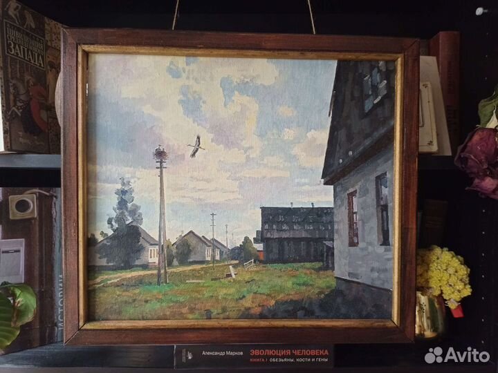 Картина маслом на холсте пейзаж деревня