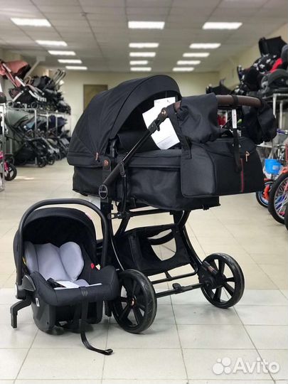Коляска 3в1 и 2в1 трансформер (чёрный Стиль)