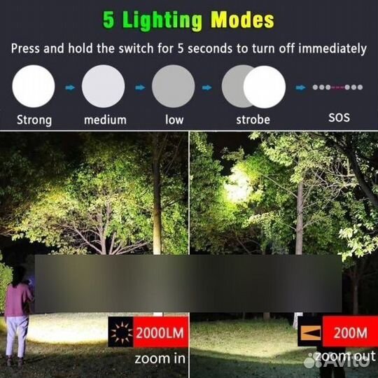 Фонарь kinsach KS Z01 ручной,аккумуляторный,светод