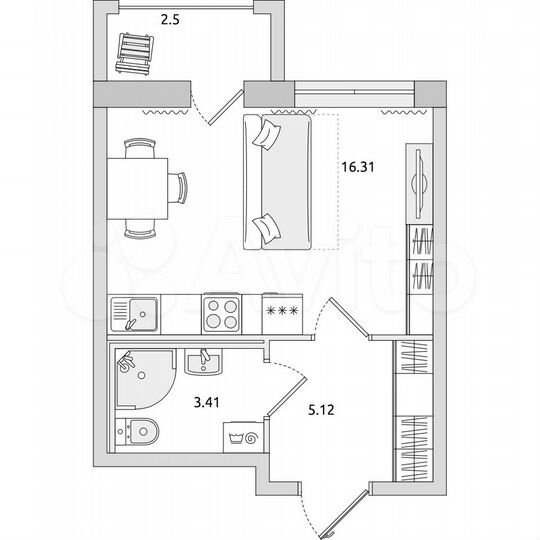 Квартира-студия, 27,3 м², 13/17 эт.