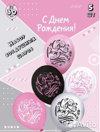 Набор из 5 шаров С днем Рождения