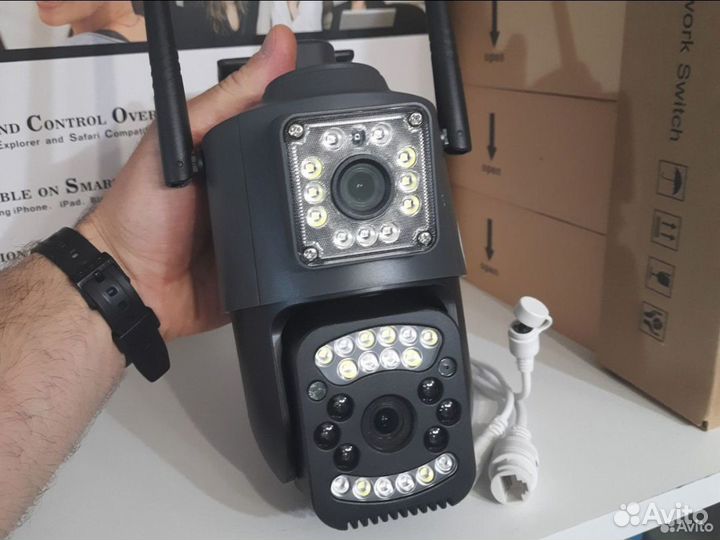 IP Камера видеонаблюдения WiFi 2 объектива 8мп