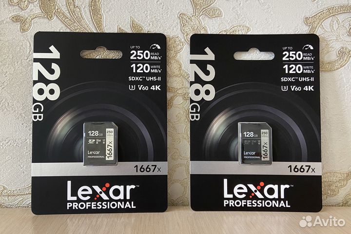 SD карта памяти 128Gb Lexar UHS-II v60 sdxc 1667x