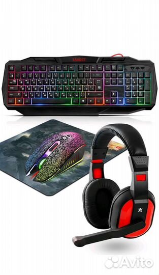 Комплект клавиатура+мышь+коврик+наушники новые
