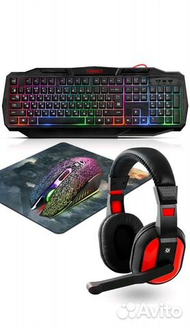 Комплект клавиатура+мышь+коврик+наушники новые
