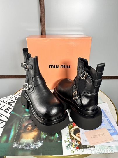 Ботинки Челси Miu Miu Кожаные Размеры 36-40