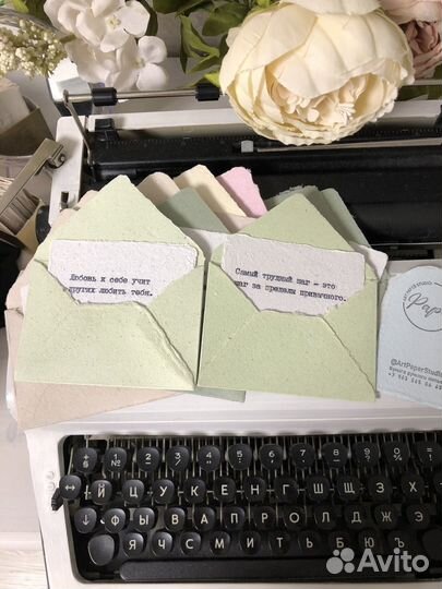 Открытки в конверте, бумага ручной работы