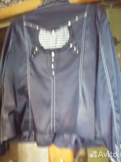 Костюм женский нарядный с отделками синий 52 разме