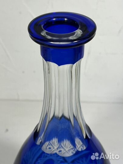 Графин хрустальный, синее стекло, СССР