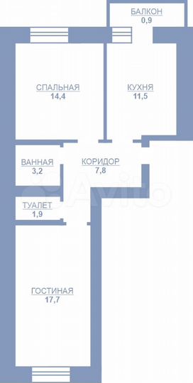 2-к. квартира, 57,4 м², 3/8 эт.