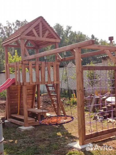 Качели гнездо 90 см с оранжевой сеткой