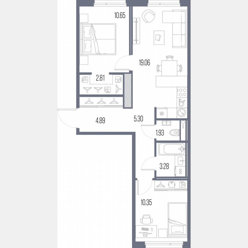 2-к. квартира, 58,3 м², 8/10 эт.