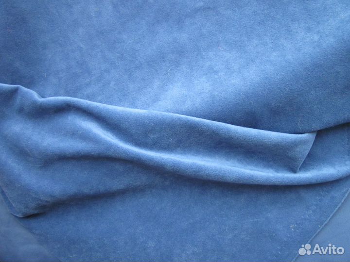 Отрез ткани велюр полиэстер синий