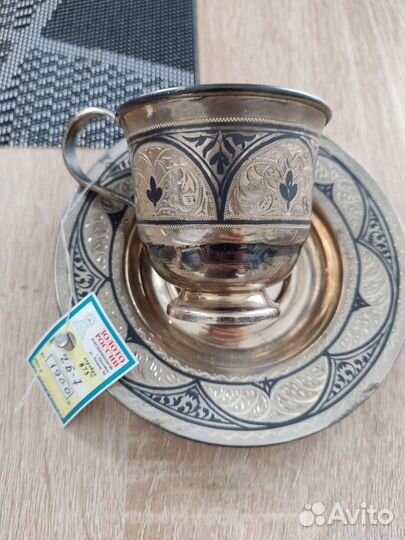Чашка с блюдцем серебро
