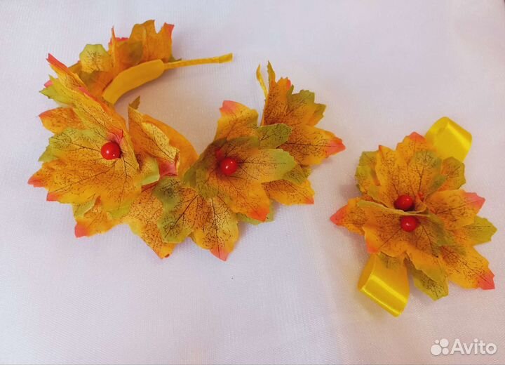Осенний веночек ободок из листьев Праздник Осени