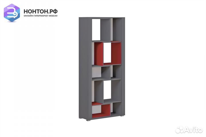 Стеллаж Неаполь графит / красный