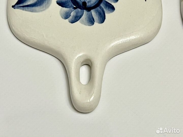 Сырная доска, фарфор, гжель. СССР, 80-е