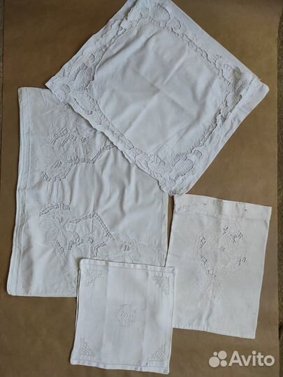 Старинные вышитые и вязанные салфетки-скатерти