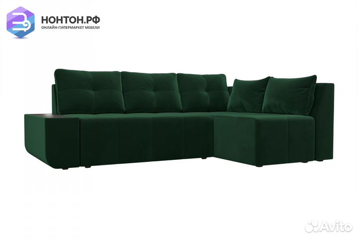 Диван угловой пума Амадэус велюр зеленый
