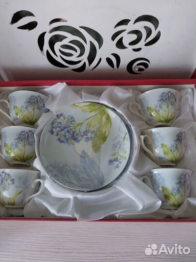 Кофейный сервиз, костяной фарфор, фабричный Китай