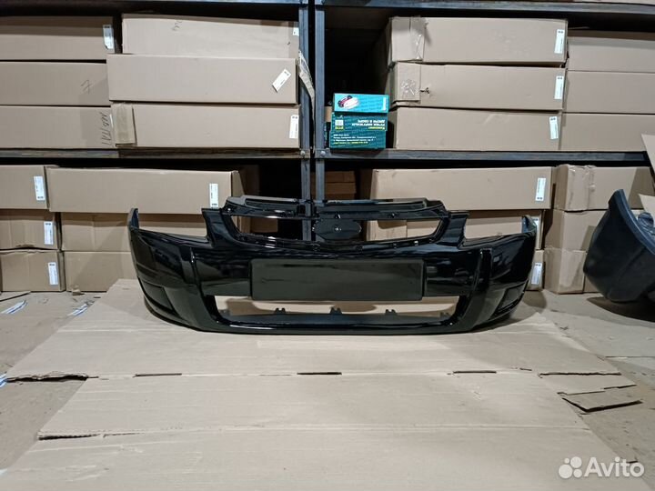 Приора 2 передний бампер черный Черная Пантера