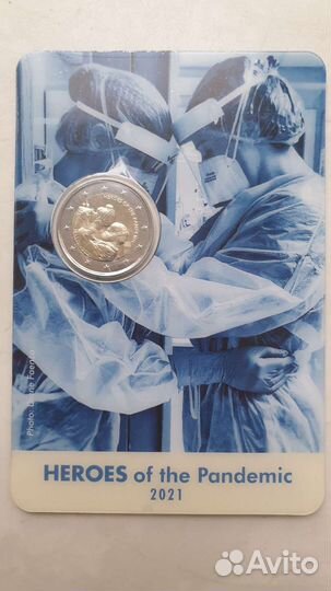 Монета 2 евро 2021 Мальта Герои Пандемии Медики