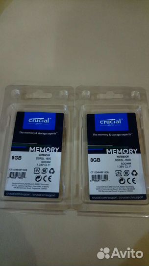 Оперативная память 16gb ddr3l Crucial 1600 2х8гб
