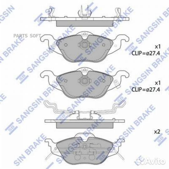 Sangsin brake SP1738 Колодки тормозные передние