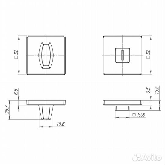 Завертка WC Fuaro BK6.K.SL52 (BK6 SL) CP-8 хром