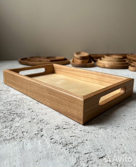Поднос деревянный с ручками
