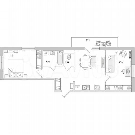 2-к. квартира, 56,9 м², 7/21 эт.
