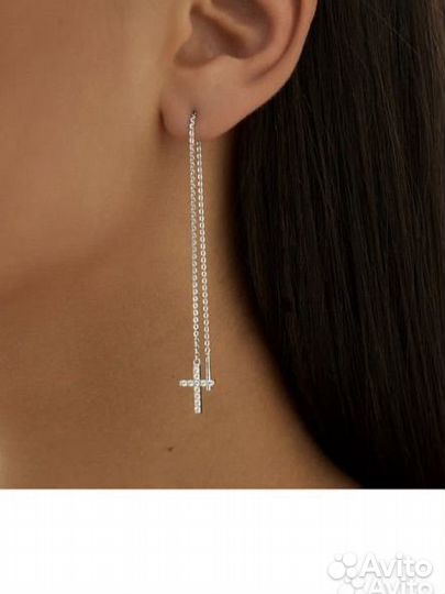 Серебряные серьги крестики MIE (miestilo)