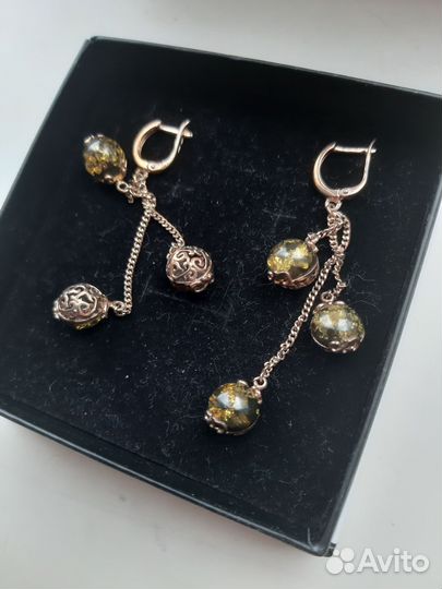 Серьги серебро длинные 925