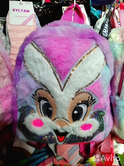 Мягкие рюкзаки С пушком кошечка единорог зайчик