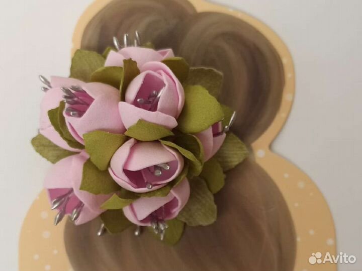 Заколка зажим для волос розовые тюльпаны