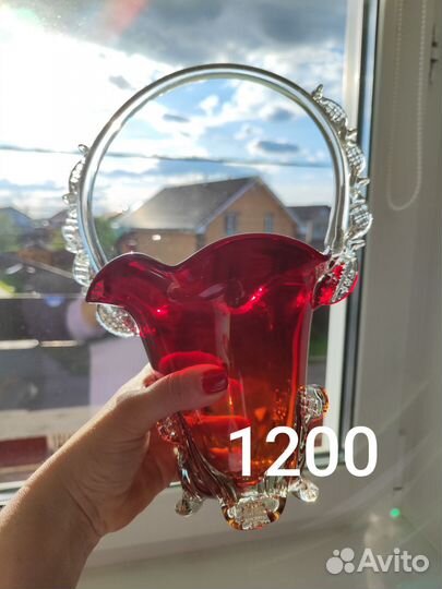 Ваза цветное стекло СССР