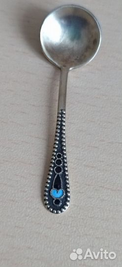 Хрустальная солонка серебро 875 с серебр. ложкой