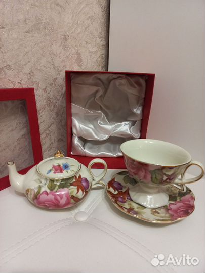 Сервиз чайный, фарфор, 3 предмета