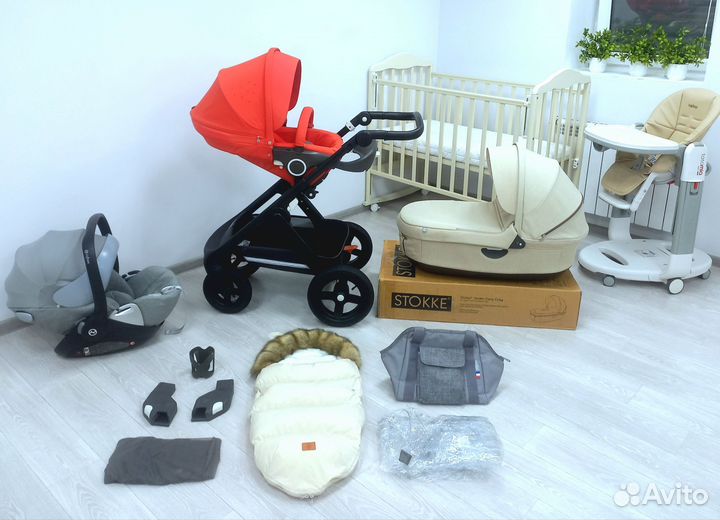 Коляска Stokke trailz 3 в 1 + кроватка + tatamia