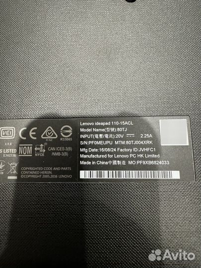 Ноутбук Lenovo ideapad 110 15acl