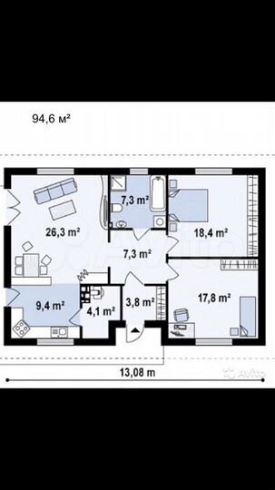 Дом 93 м² на участке 4 сот.
