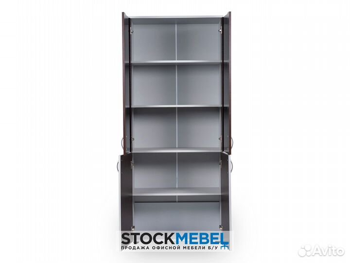 Шкаф Стеллаж со Стеклом Премиум Венге