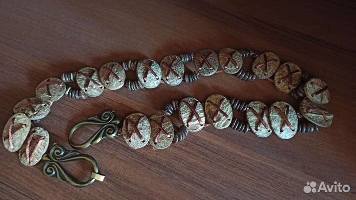 Ремень, Пояс - кокос, латунь. Винтаж