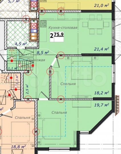 3-к. квартира, 92,5 м², 6/7 эт.