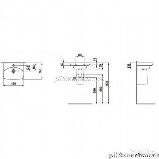 Laufen Palace 8.1570.1.000.104.1 раковина 45х36