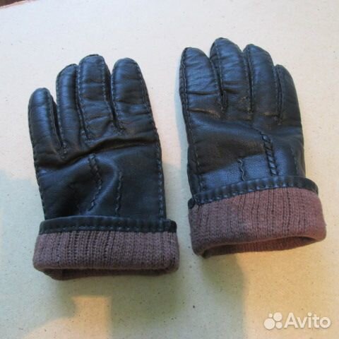 Перчатки женские или унисекс черные плотная кожа