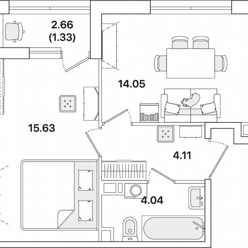 1-к. квартира, 39,2 м², 8/12 эт.