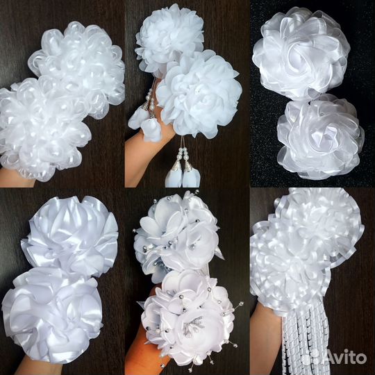 Банты для волос белые ручной работы