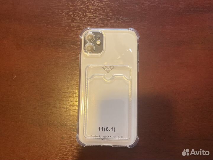 Чехол на iPhone 11 прозрачный с кардхолдером